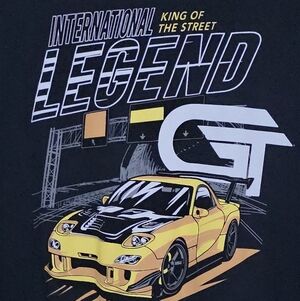 Miken Black Racing  Graphic T NWT Tee Yellow Car Graphic Younf Men Teen L